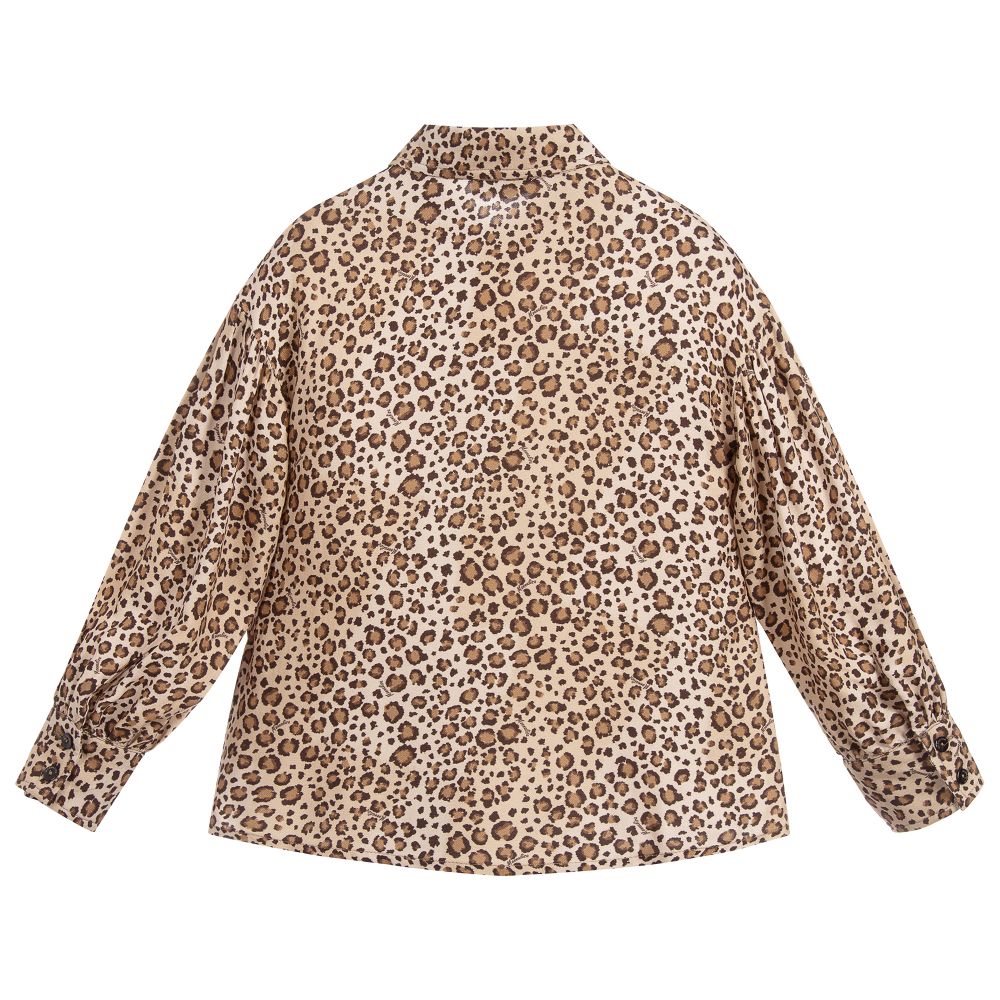 Monnalisa-Beige Leopard Print Shirt | Childrensalon Outlet