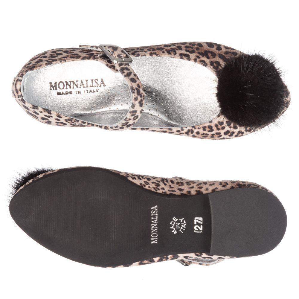 Monnalisa-Beige Leopard Print Shoes | Childrensalon Outlet