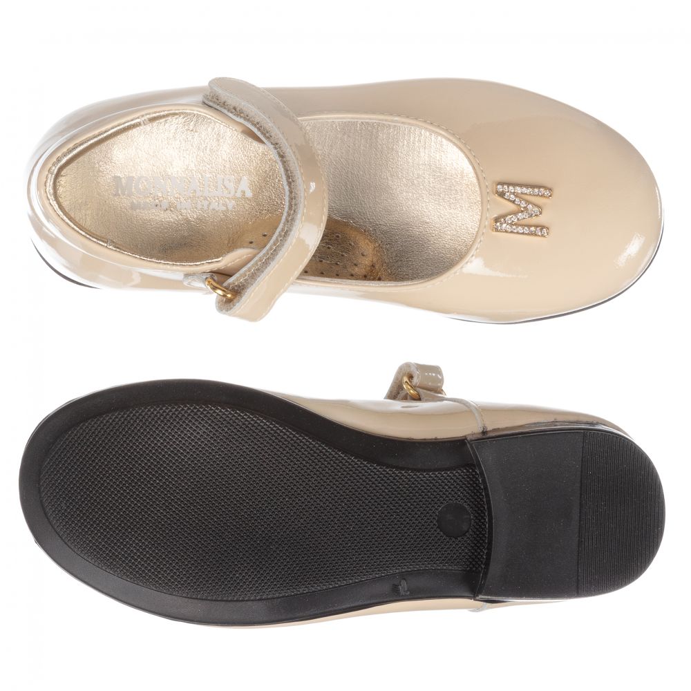 Monnalisa-Бежевые туфли из лакированной кожи | Childrensalon Outlet