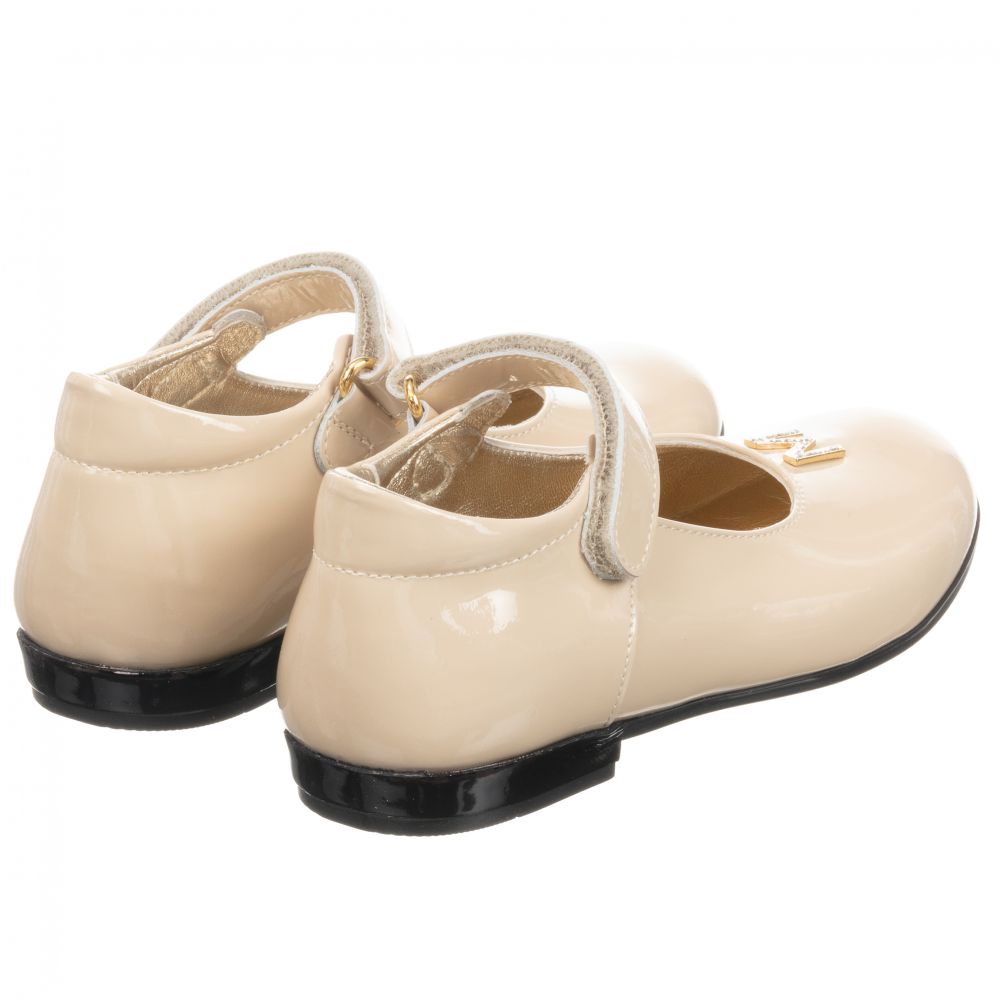 Monnalisa-Бежевые туфли из лакированной кожи | Childrensalon Outlet