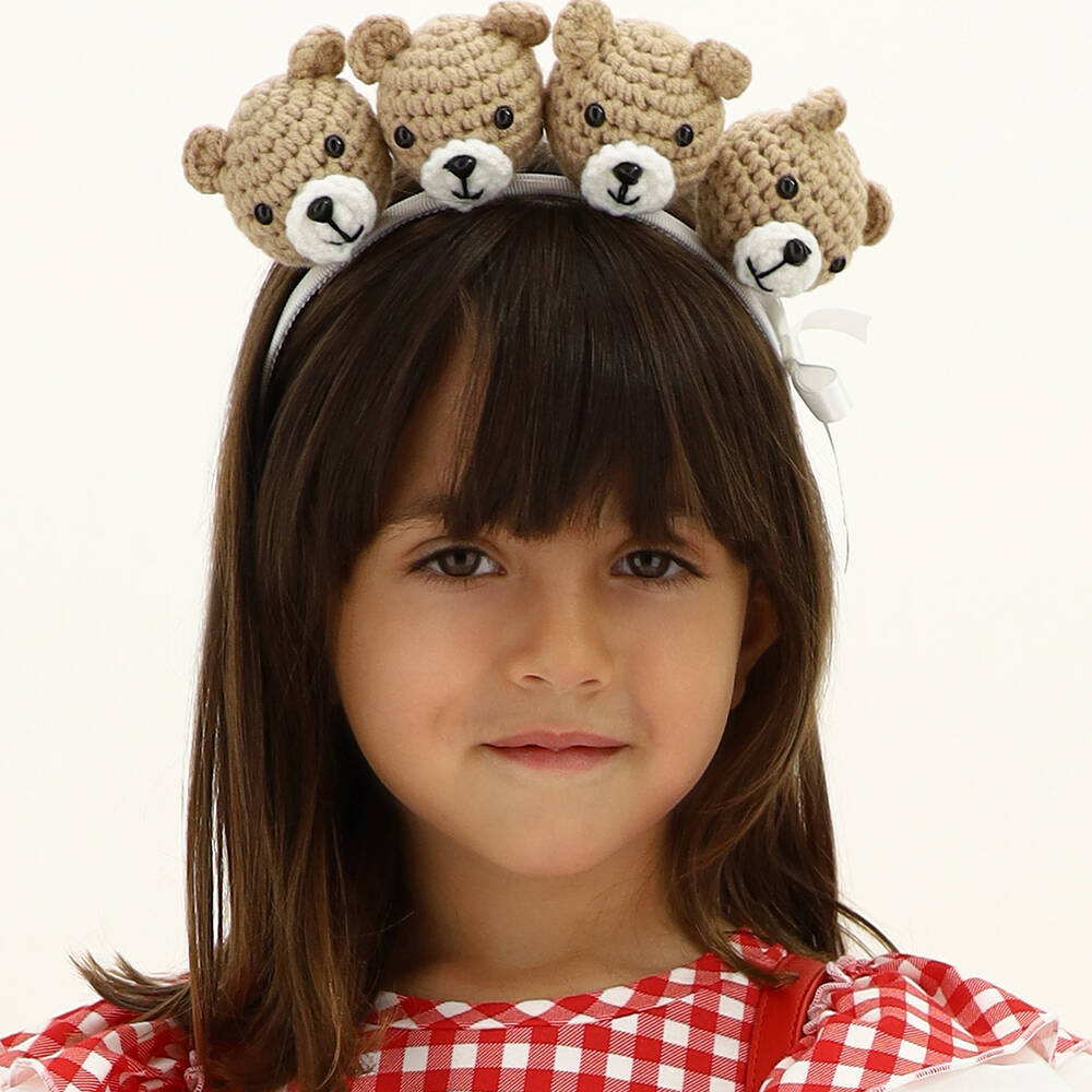 Monnalisa-Beige Teddy Bears Hairband | Childrensalon Outlet