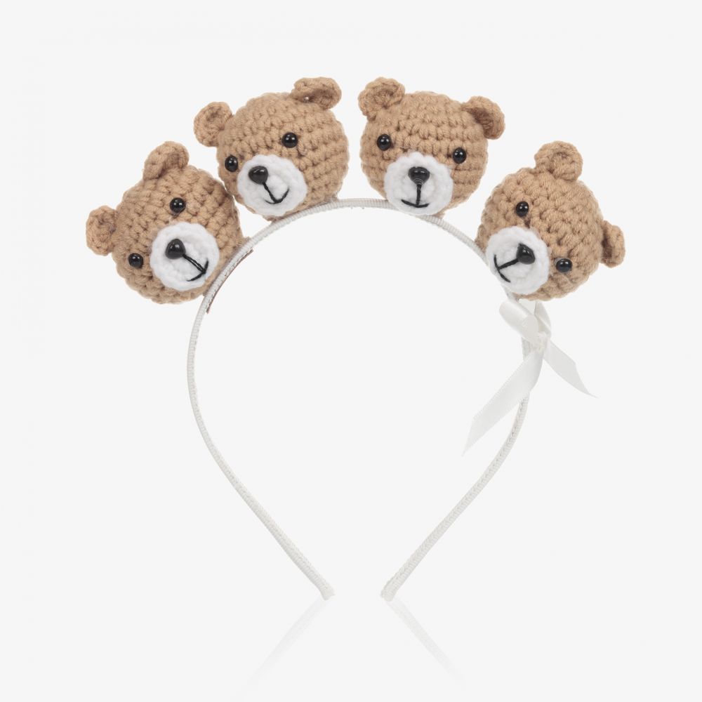 Monnalisa - Beiger Haarreif mit Teddybären | Childrensalon