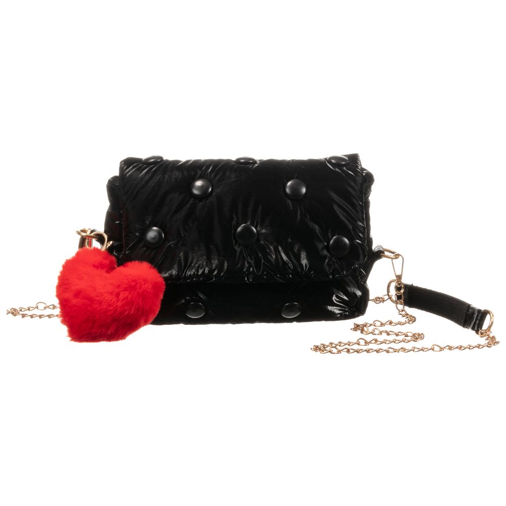 Monnalisa - Черная сумка и красный брелок (22 см) | Childrensalon