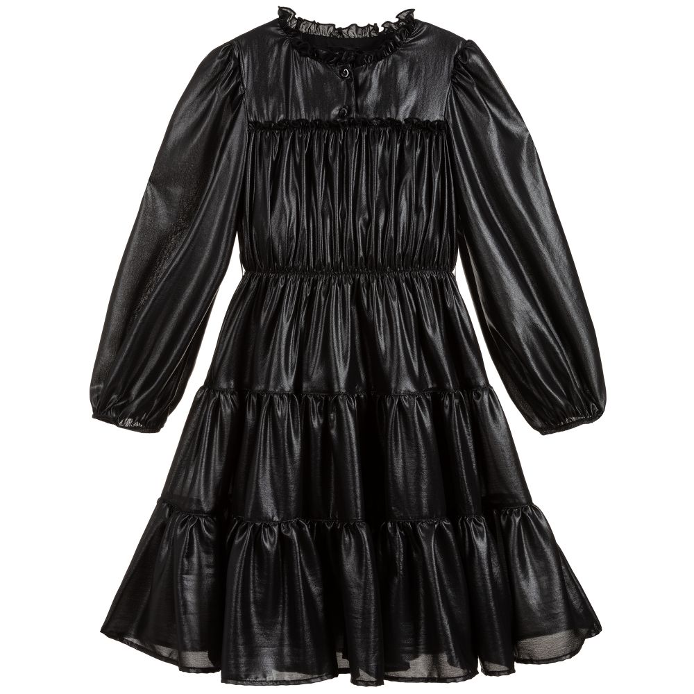 Monnalisa-Black Dress & Belt   | Childrensalon Outlet