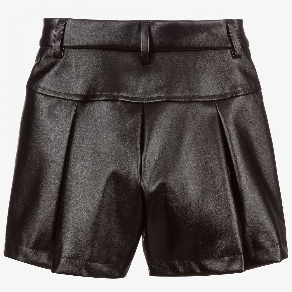 Monnalisa-Black Faux Leather Shorts | Childrensalon Outlet