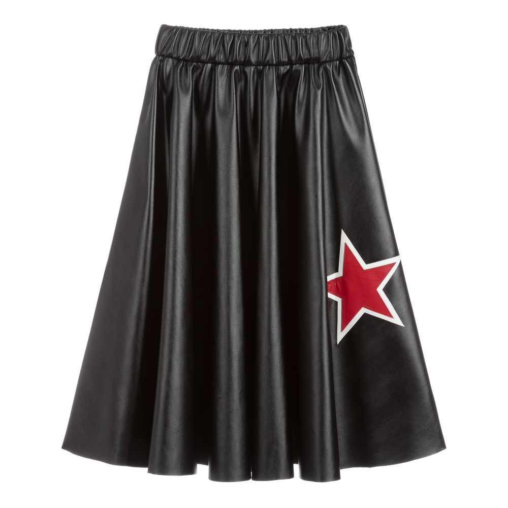 Monnalisa - Black Faux Leather Skirt | Childrensalon