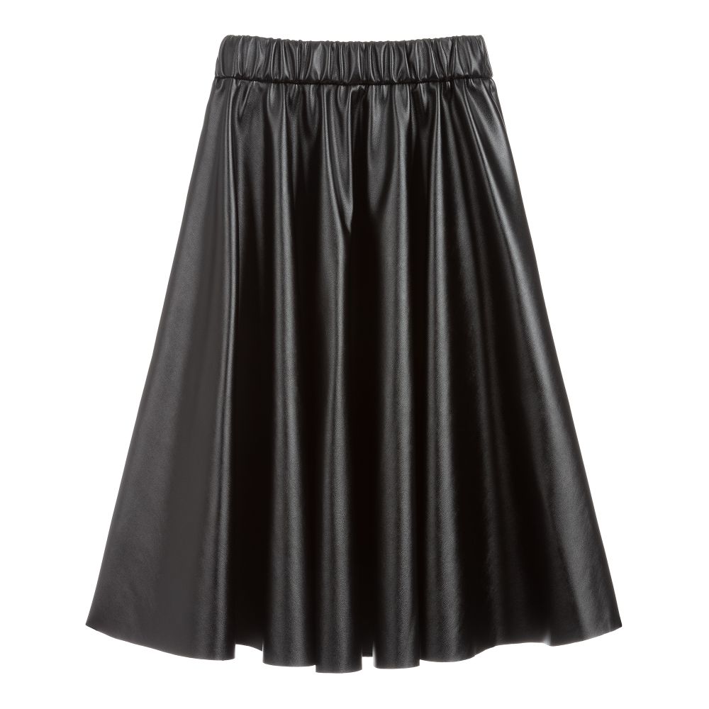 Monnalisa-Black Faux Leather Skirt | Childrensalon Outlet