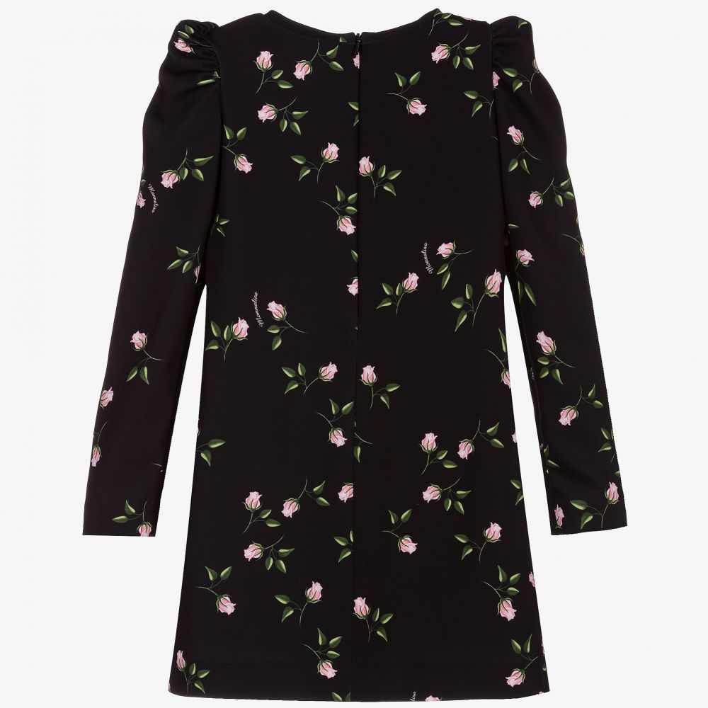 Monnalisa-فستان لون أسود بطبعة ورود | Childrensalon Outlet