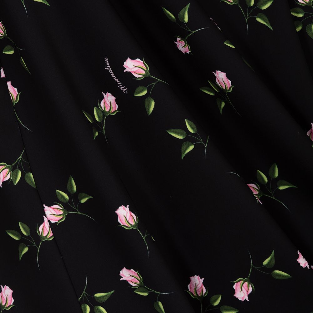 Monnalisa - Black Floral Print Dress