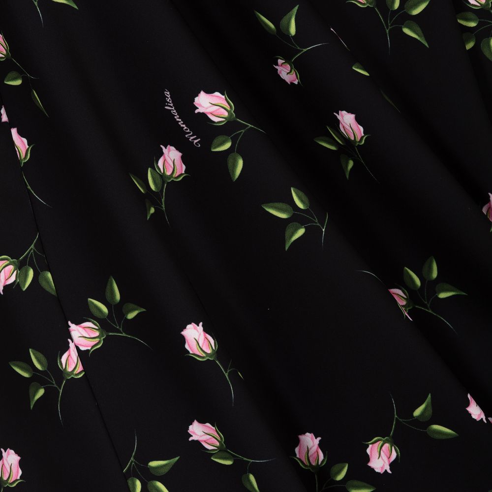 Monnalisa Black Floral Print Dress Childrensalon Outlet
