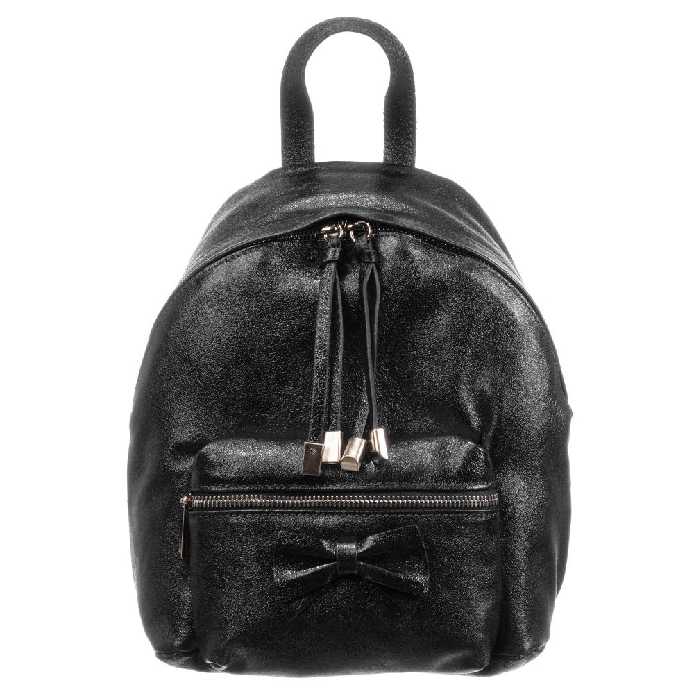 Monnalisa - حقيبة ظهر جلد لون أسود (26سم)  | Childrensalon