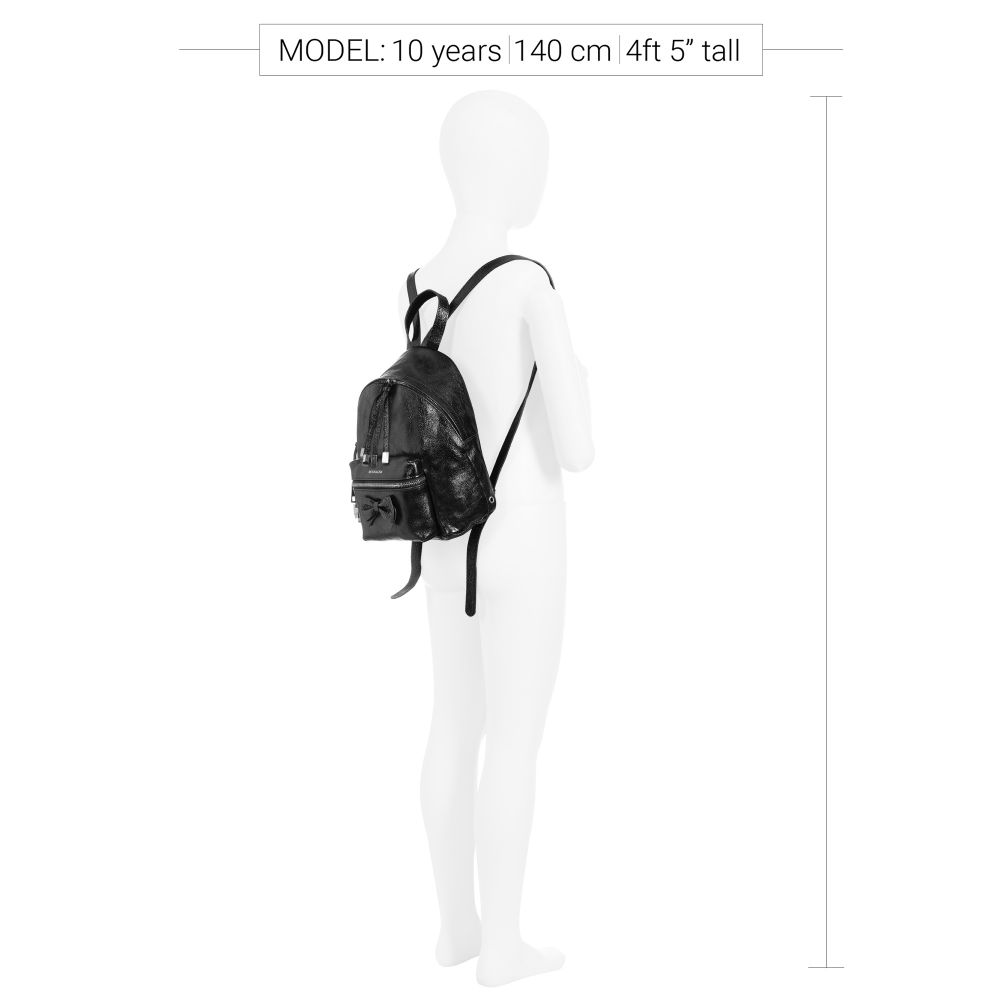 Monnalisa-Black Leather Backpack (26cm) | Childrensalon Outlet