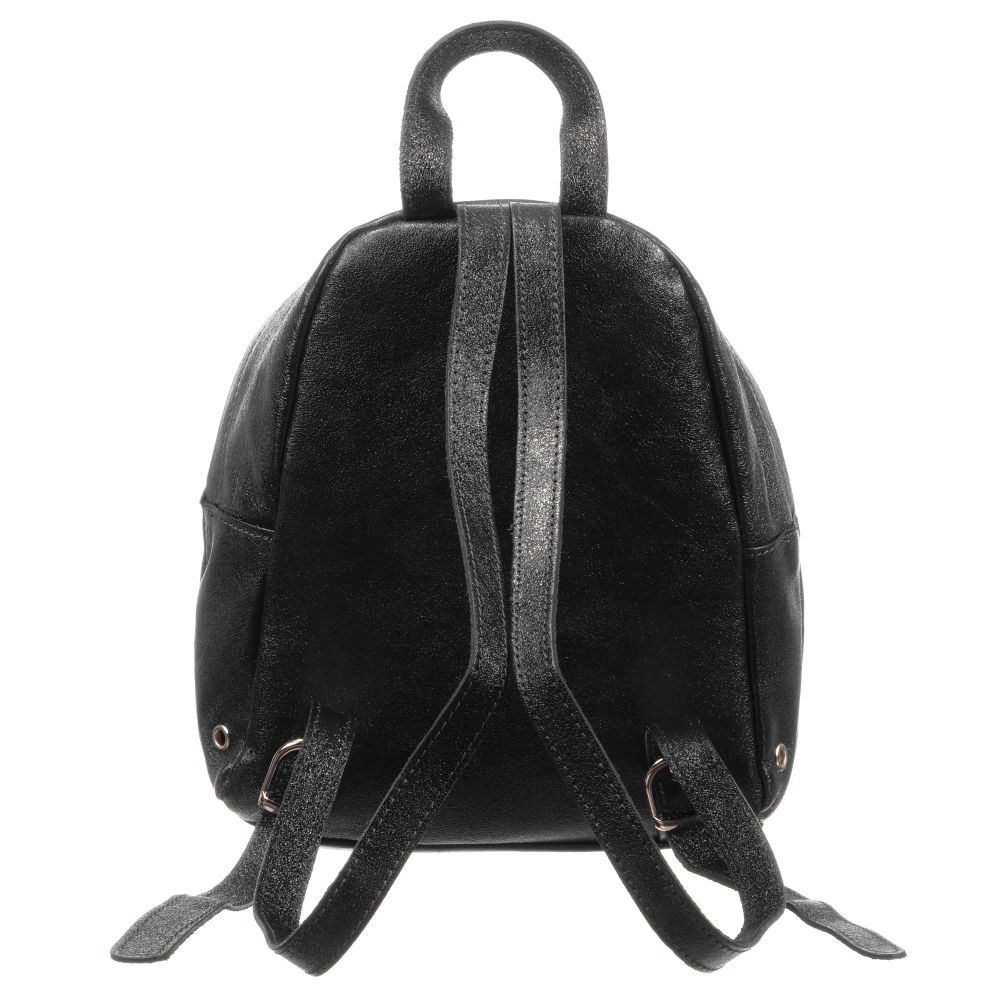 Monnalisa-Black Leather Backpack (26cm) | Childrensalon Outlet
