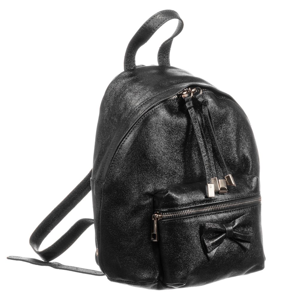 Monnalisa-Black Leather Backpack (26cm) | Childrensalon Outlet