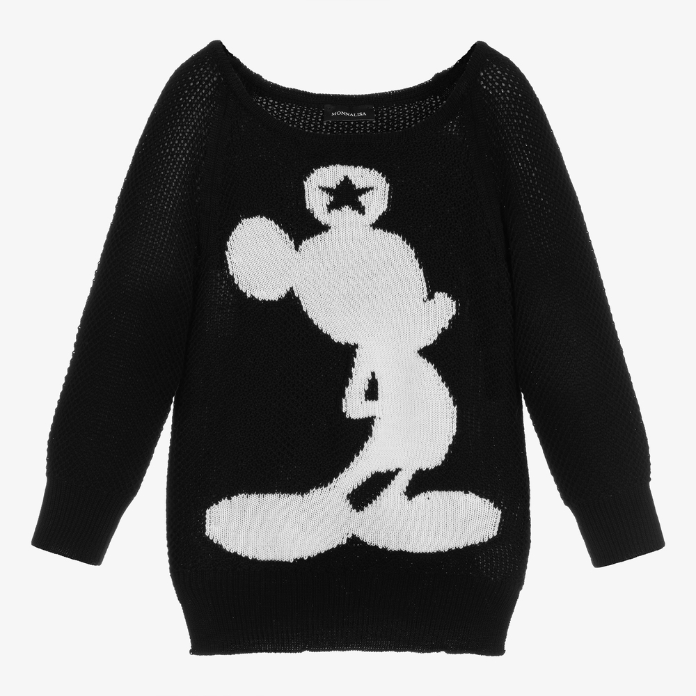 Monnalisa - Black Mickey Mouse Jumper | Childrensalon