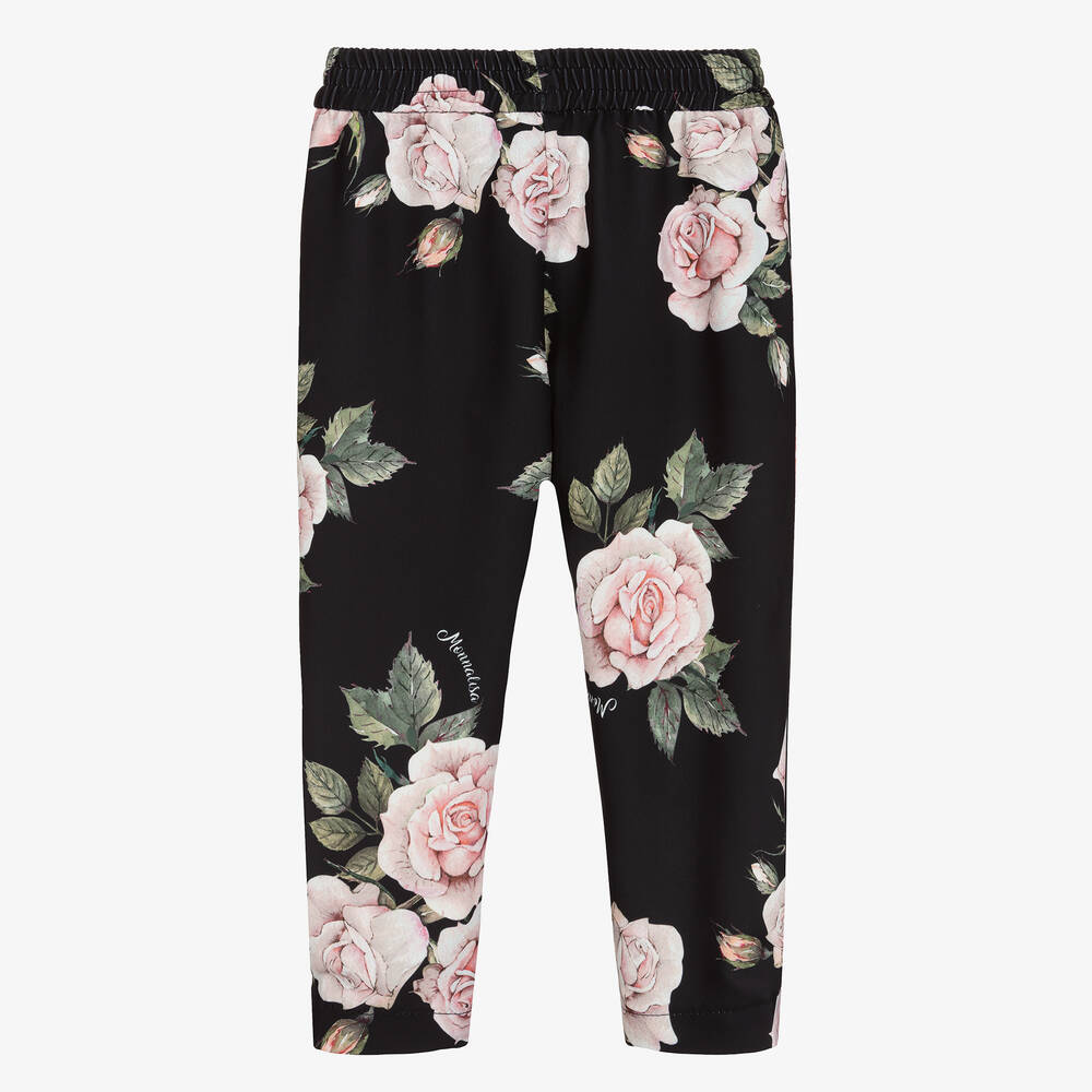 Schwarze hose mit rosen Outlet