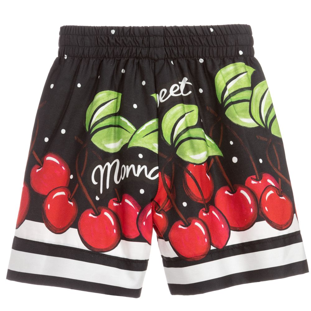 Monnalisa-Black & Red Cherry Shorts | Childrensalon Outlet