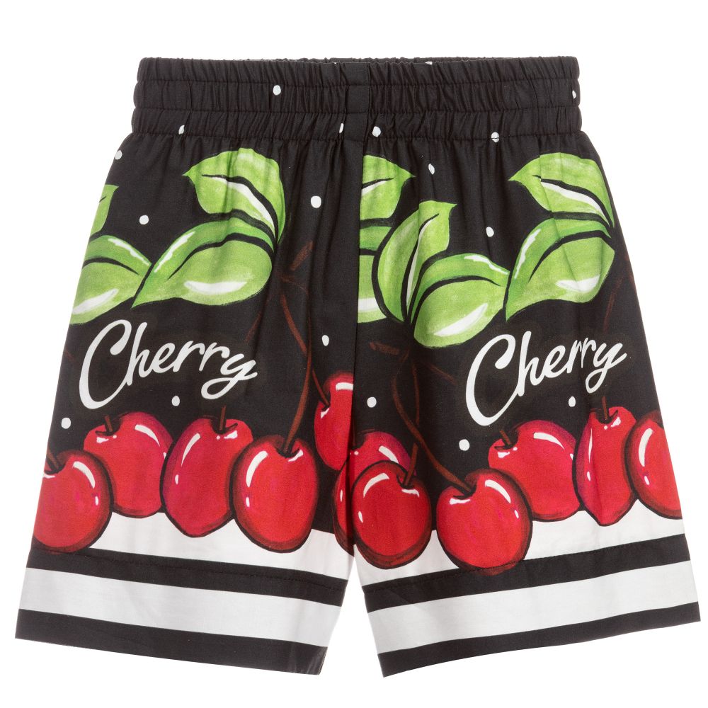 Monnalisa - Black & Red Cherry Shorts | Childrensalon