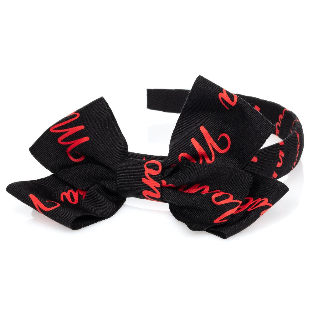 Monnalisa-Black & Red Logo Hairband | Childrensalon Outlet