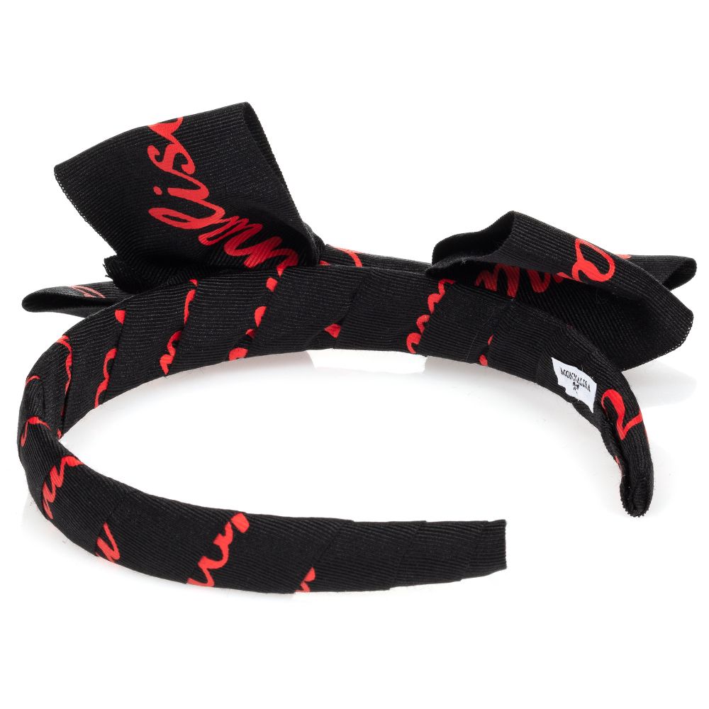 Monnalisa-Black & Red Logo Hairband | Childrensalon Outlet