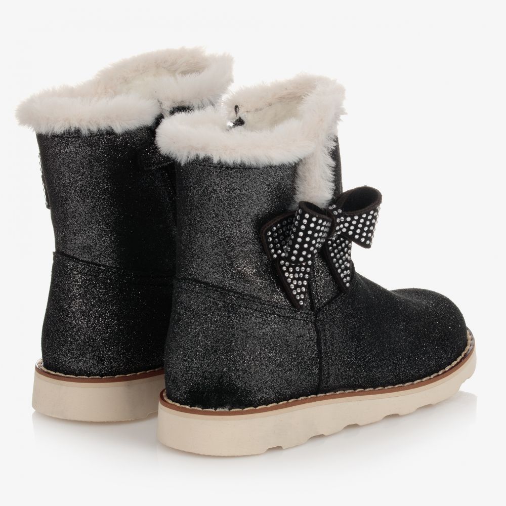 موناليزا-بوت جلد شمواه لون أسود للبنات | Childrensalon Outlet