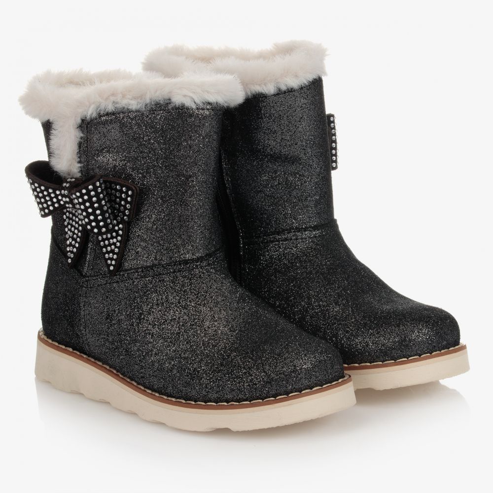 Monnalisa - Black Suede Leather Boots | Childrensalon