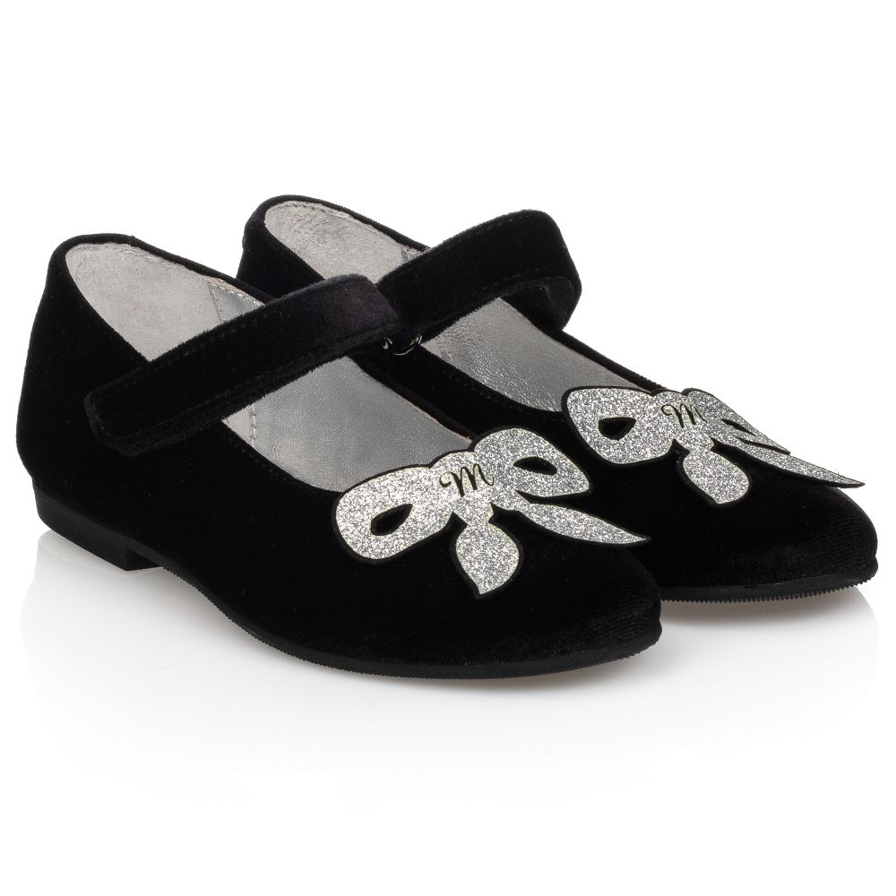 Monnalisa - Black Velvet Bar Shoes | Childrensalon Outlet