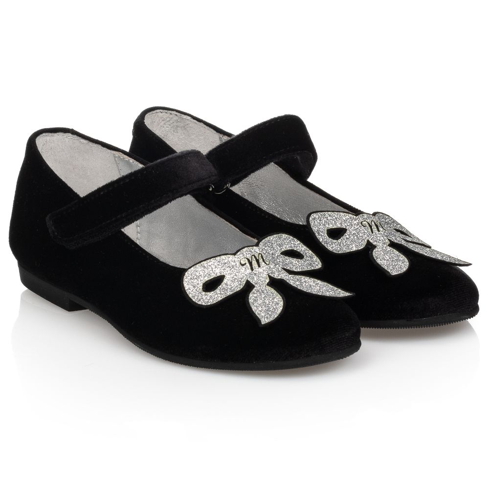 Girls black velvet store shoes
