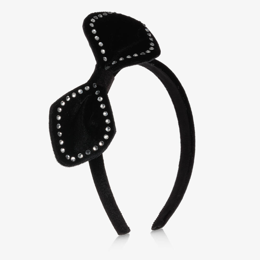Monnalisa - Black Velvet Bow Hairband | Childrensalon