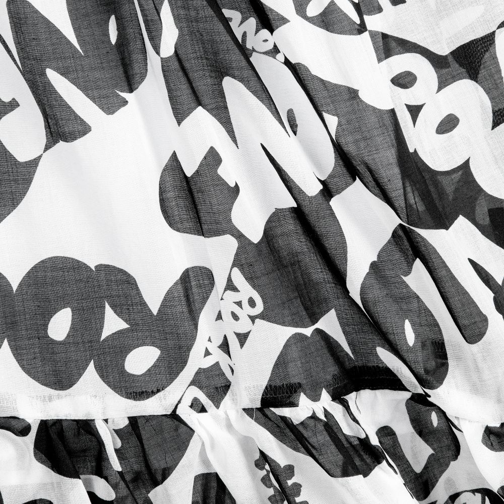 Monnalisa-Black & White Cotton Dress | Childrensalon Outlet
