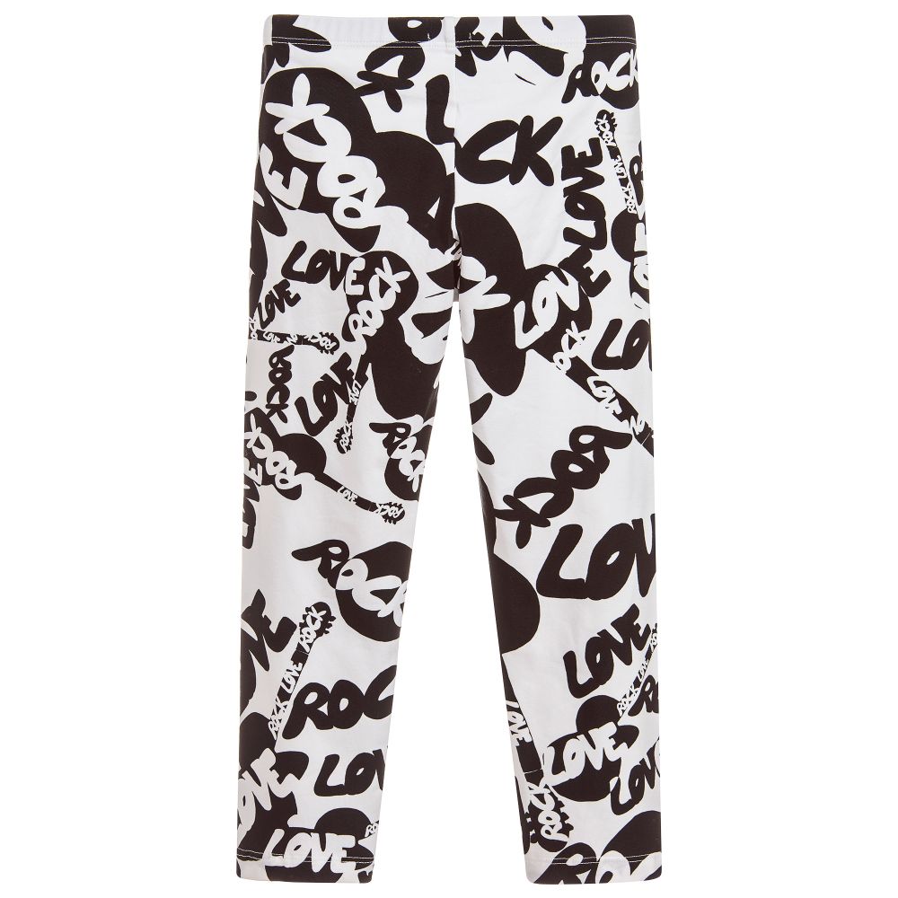 Monnalisa-Black & White Cotton Leggings | Childrensalon Outlet