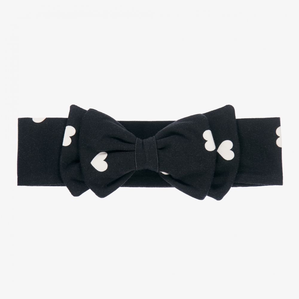 Monnalisa-Black & White Hearts Headband | Childrensalon Outlet