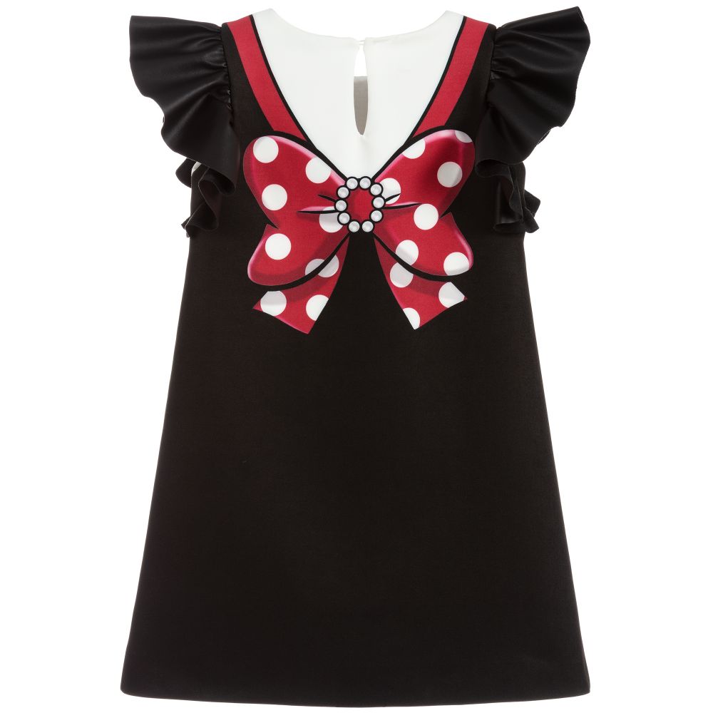 Monnalisa-Black & White Olive Dress | Childrensalon Outlet