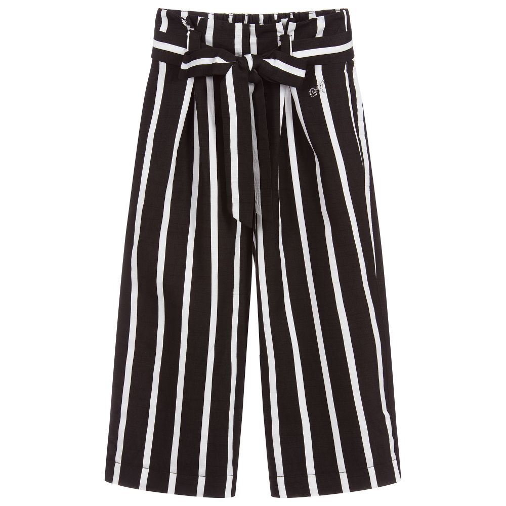 Monnalisa - Black & White Striped Culottes | Childrensalon