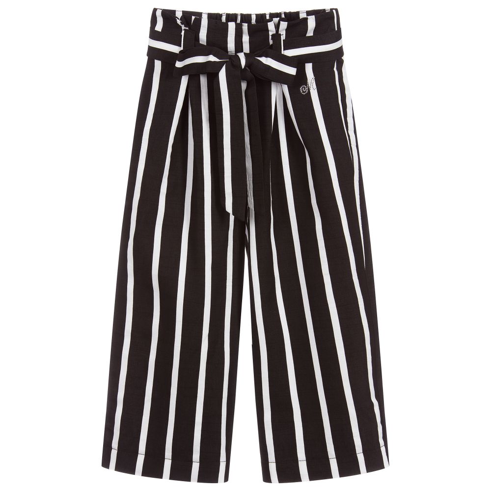 Monnalisa-Black & White Striped Culottes | Childrensalon Outlet