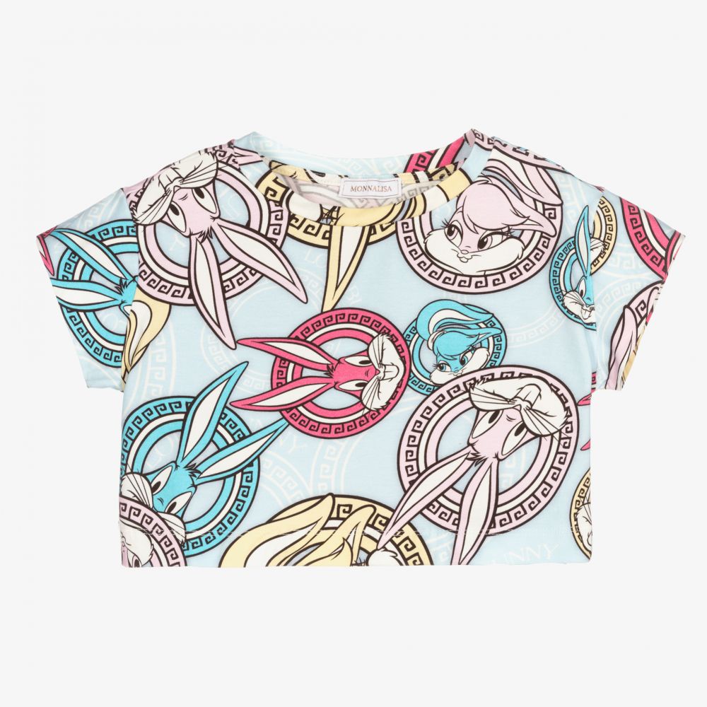 Monnalisa-Blue Bugs Bunny Cropped Top | Childrensalon Outlet
