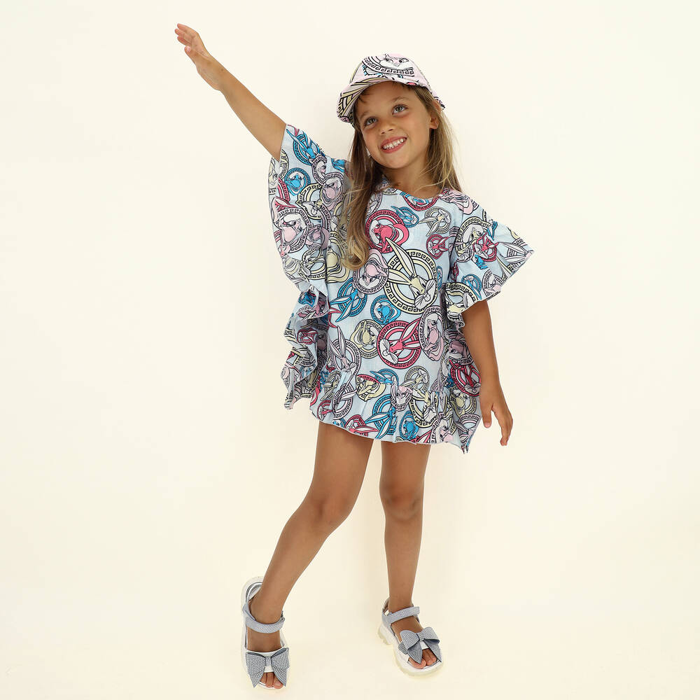 Monnalisa-Голубой кафтан с Багзом Банни и Лолой | Childrensalon Outlet