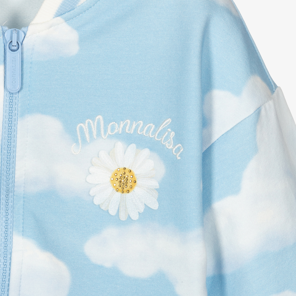 Monnalisa-Blue Clouds Tweety Zip-Up Top | Childrensalon Outlet
