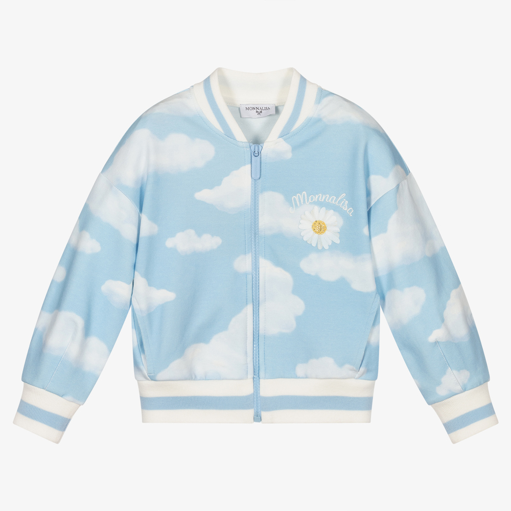 Monnalisa - Blue Clouds Tweety Zip-Up Top | Childrensalon