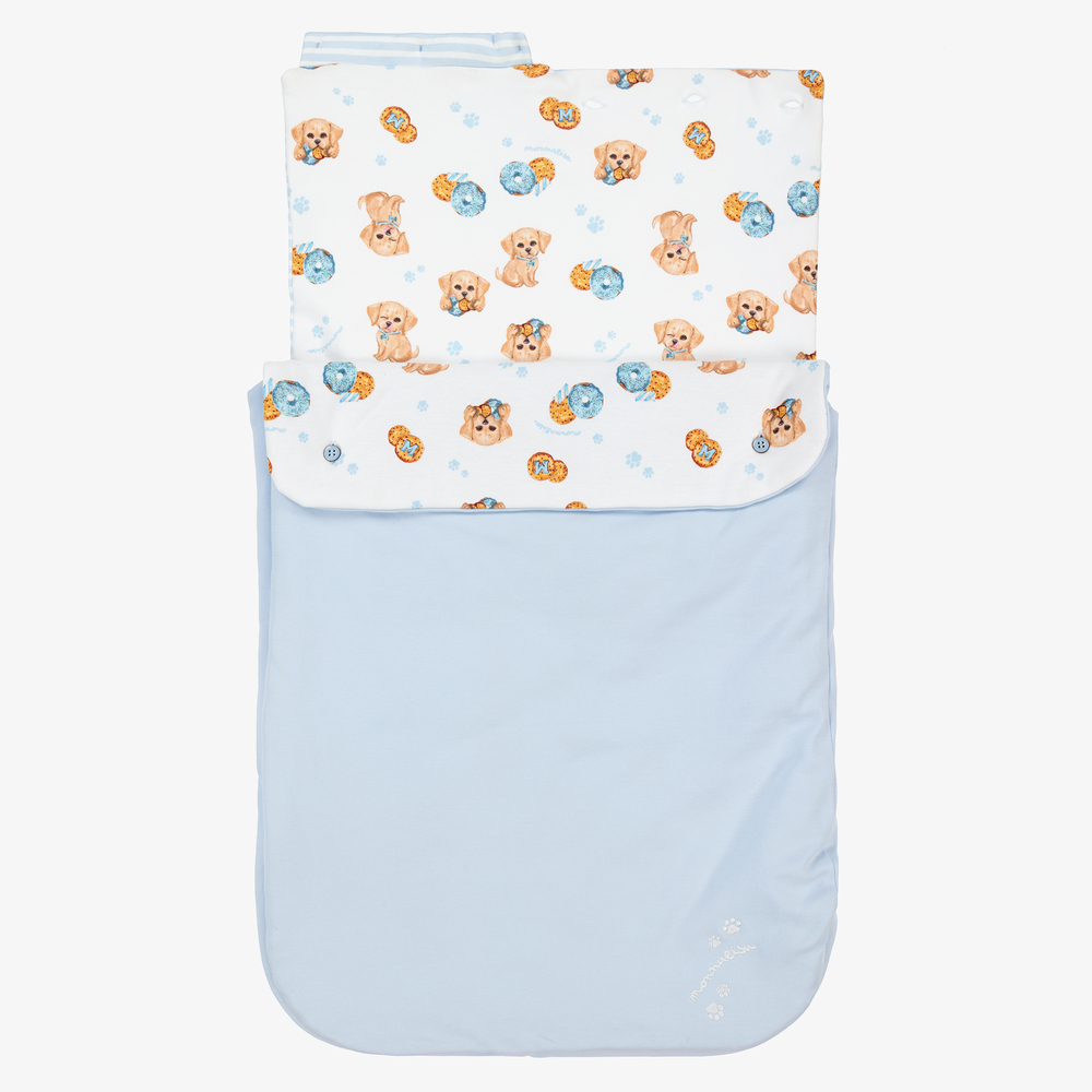 Monnalisa-Blue Cotton Baby Nest (72cm) | Childrensalon Outlet