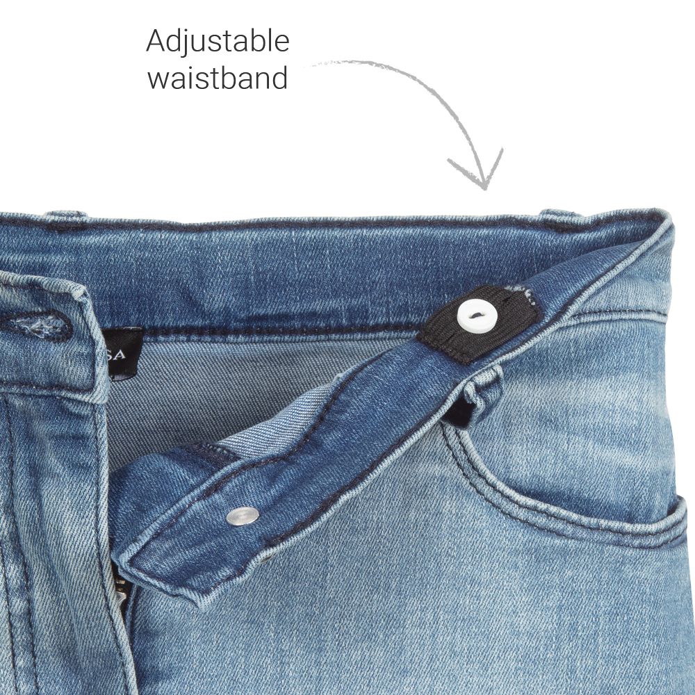 Monnalisa-Синяя джинсовая юбка с бабочкой | Childrensalon Outlet