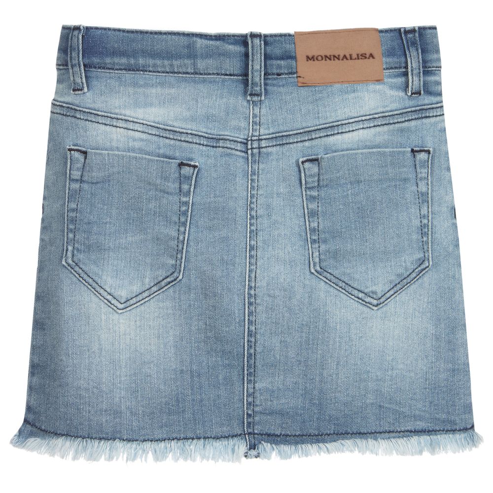 Monnalisa-Синяя джинсовая юбка с бабочкой | Childrensalon Outlet