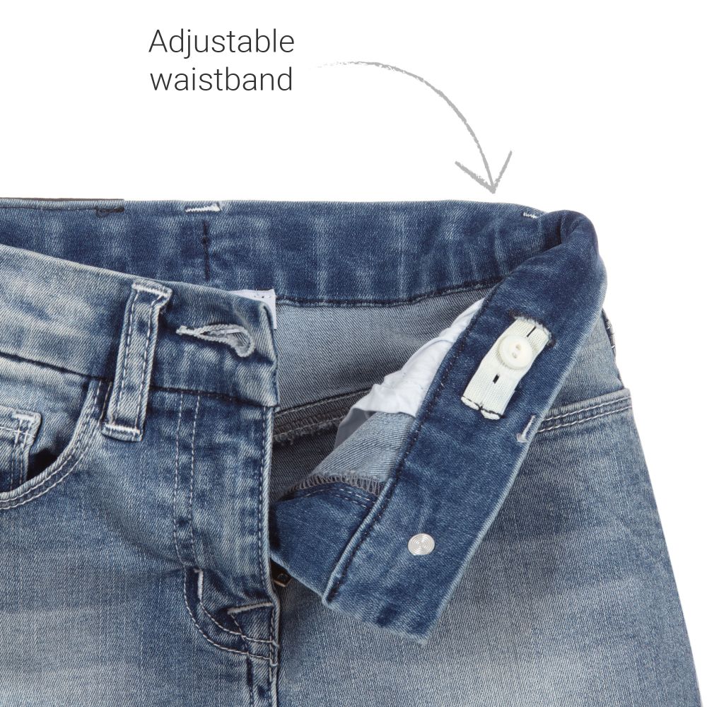 Monnalisa-Blue Denim Cherry Skirt | Childrensalon Outlet