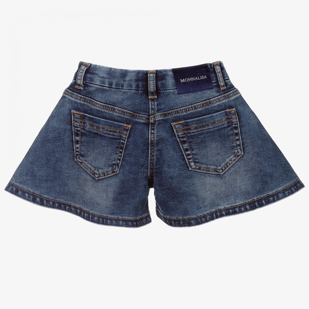 Monnalisa-Blue Denim Disney Shorts | Childrensalon Outlet