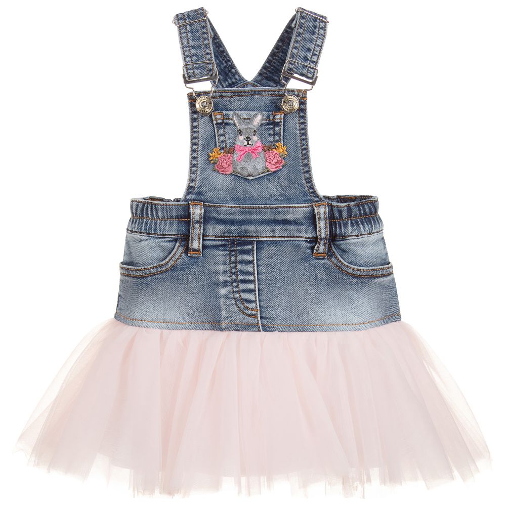 Monnalisa-Blue Denim Pinafore Dress | Childrensalon Outlet