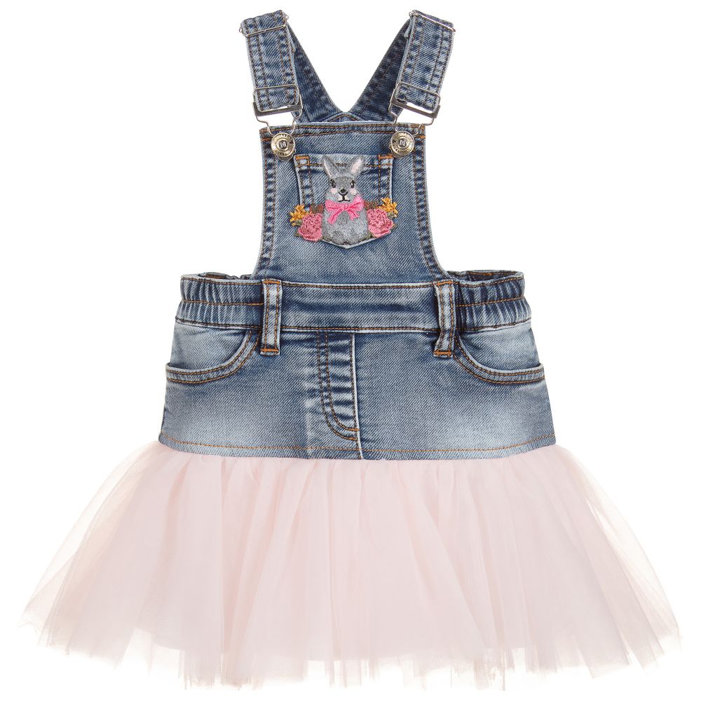 Monnalisa - Blue Denim Pinafore Dress | Childrensalon