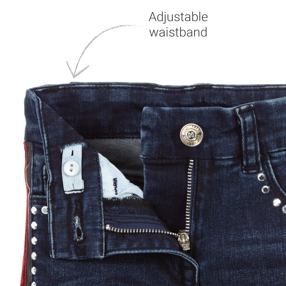 Monnalisa-Blue Denim Studded Jeans | Childrensalon Outlet