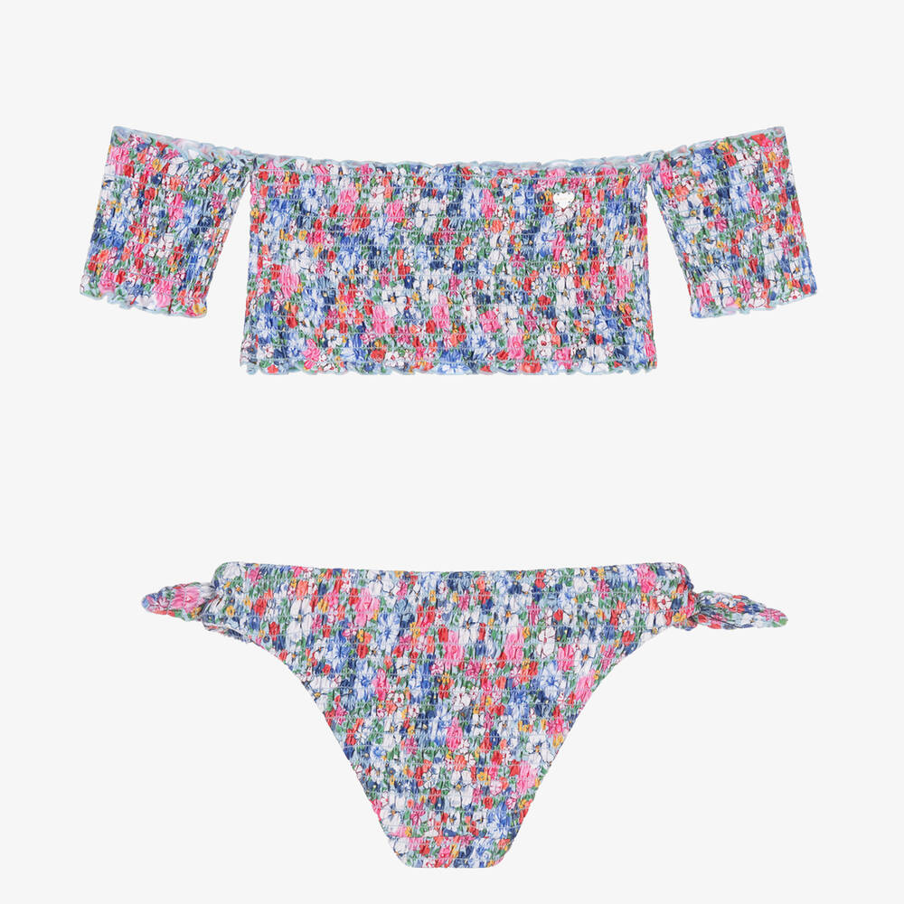 موناليزا-مايو بيكيني لون أزرق بطبعة ورود | Childrensalon Outlet
