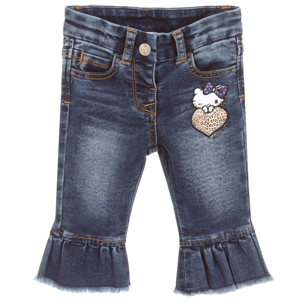 Monnalisa - Blue Hello Kitty Denim Jeans | Childrensalon