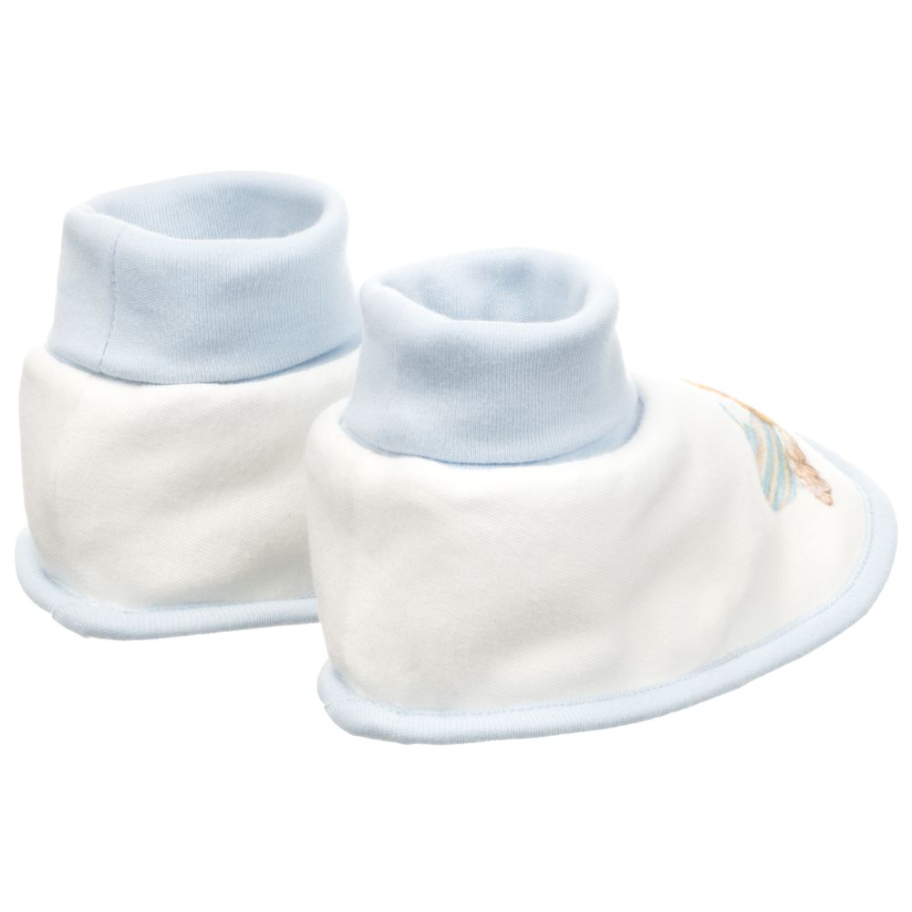 Monnalisa-Blue & Ivory Baby Booties | Childrensalon Outlet
